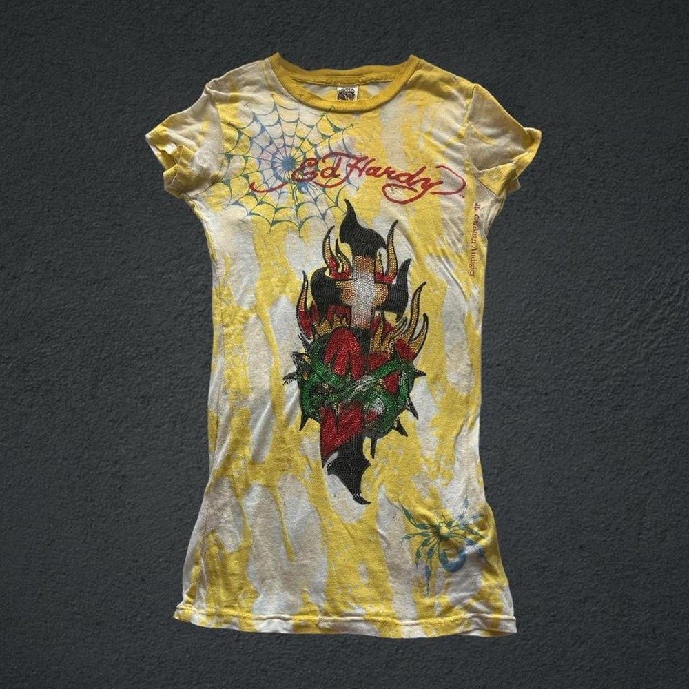 Ed Hardy sheer bedazzled top super rare great condition